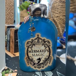 Mermaid magic decorative potion bottle. Unusual mermaid gift. Mermaid decor. ASMR Stress relief gift