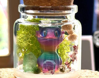 Glow-In-The-Dark Baby Dragon Ornament: Fantasy Figurine in a Jar