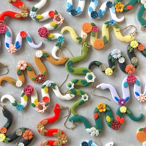 Floral Snake Earrings