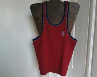 UNUSED Men's vintage tank top - deadstock - 90's tanks, sportswear, burgundy or blue, racer back tank, cotton, made in France, muscle tank