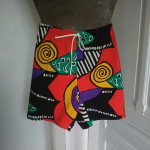 Vintage 90s Heren Zwemshorts NIEUW - surf, veelkleurige grafische patronen, katoen, gemaakt in Frankrijk, merk Alpstyl, patchwork