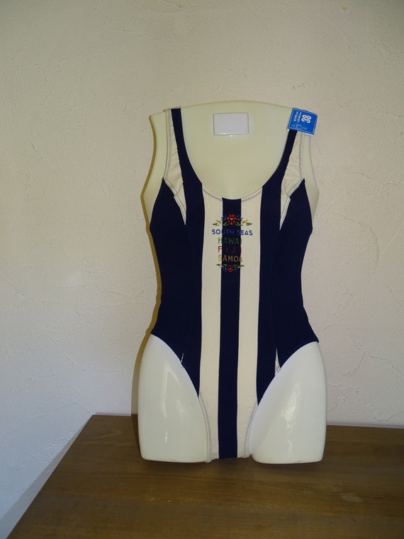 Women s One piece Vintage Bathing Suit New With Tag 90 s Navy