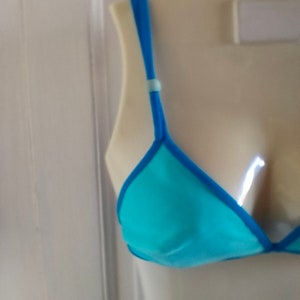 Women's UNUSED triangle two-piece vintage 2001 bathing suit - light blue bikini, slip tied on sides, made in FRANCE Alpstyl Tropic image 7
