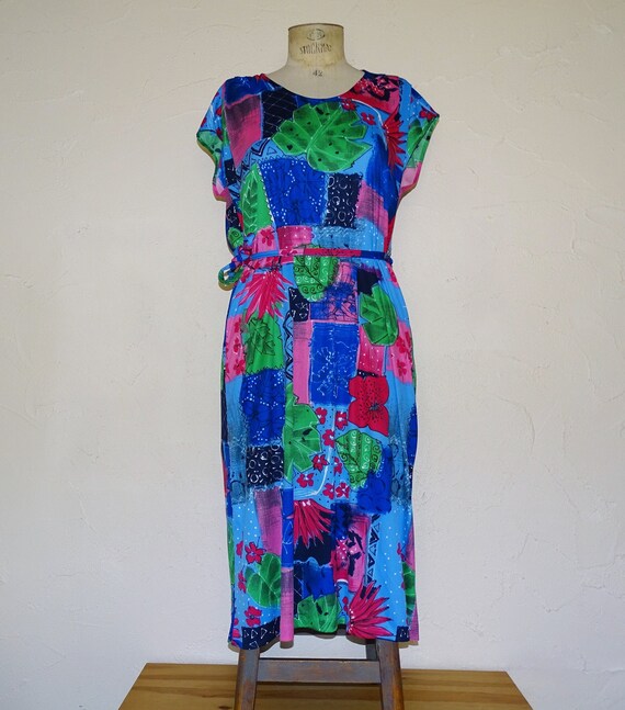 plus size pink and blue dress