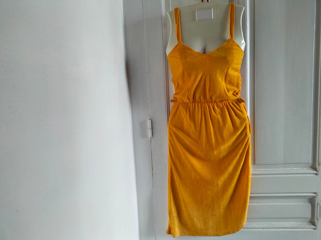 Robe Bustier Vintage Années 50 - Imprimé Blanc Rose Vert Jaune Taille 38/40