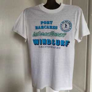 90&#39;s Vintage UNUSED unisex Tee-Shirt 7 colors available WINDSURF Méditerranée printed and relief patterns, made in FRANCE, boating T-shirt
