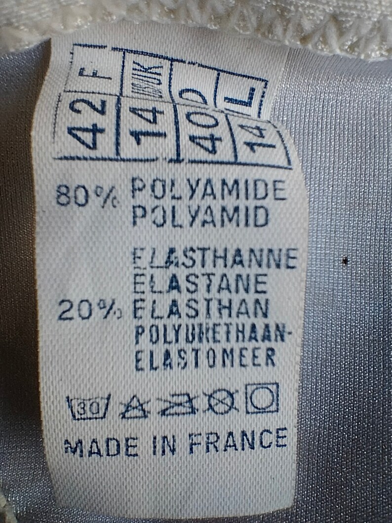 Vintage-Badeanzug im 80er-Jahre-Stil, zweiteilig, neu – Bandeau-Bikini, schwarz-weiß, Höschen mit seitlichen Bändern, hergestellt in Frankreich von Alpstyl Bild 8