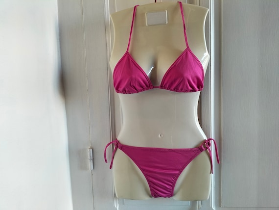 Pink triangle bathing suit on sale