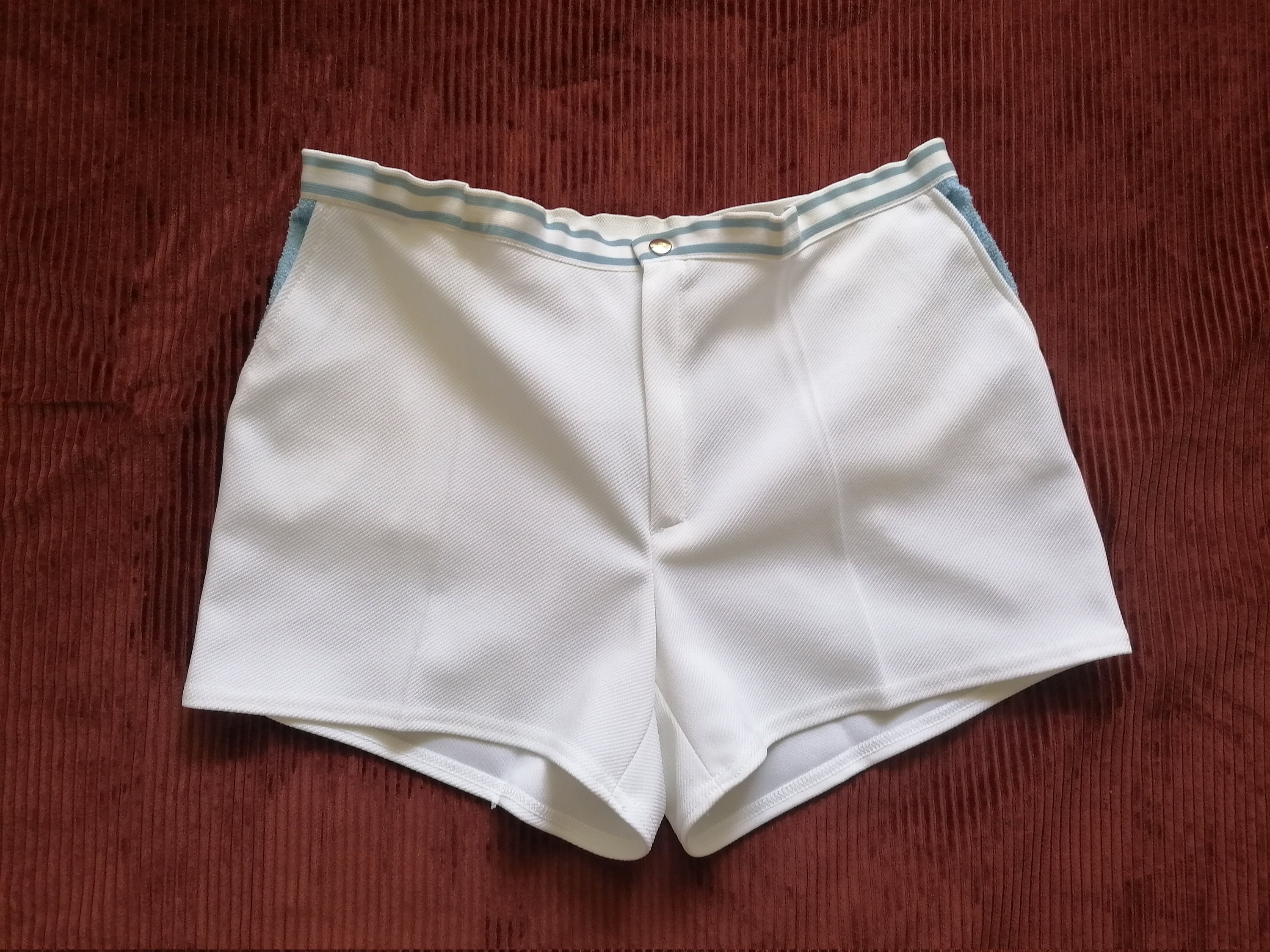 White Tennis Shorts Women with Ball Pockets, Athletic Vintage