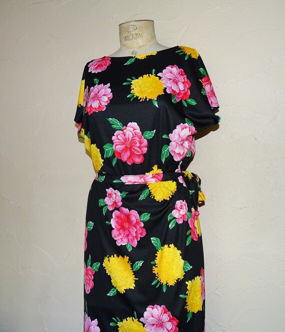 black with pink flowers dress