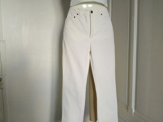 JEAN Femme vintage blanc années 80 Neuf - coton stretch, élasthanne, fermeture éclair, 4 poches, fabriqué en France, Gallice