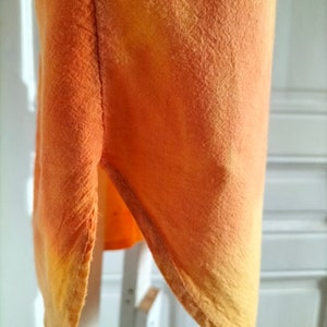 Tunique avec manches courtes vintage années 90 NEUVE délavée orange tie and dye, abricot, taille unique, fluide, coton, made in France image 6