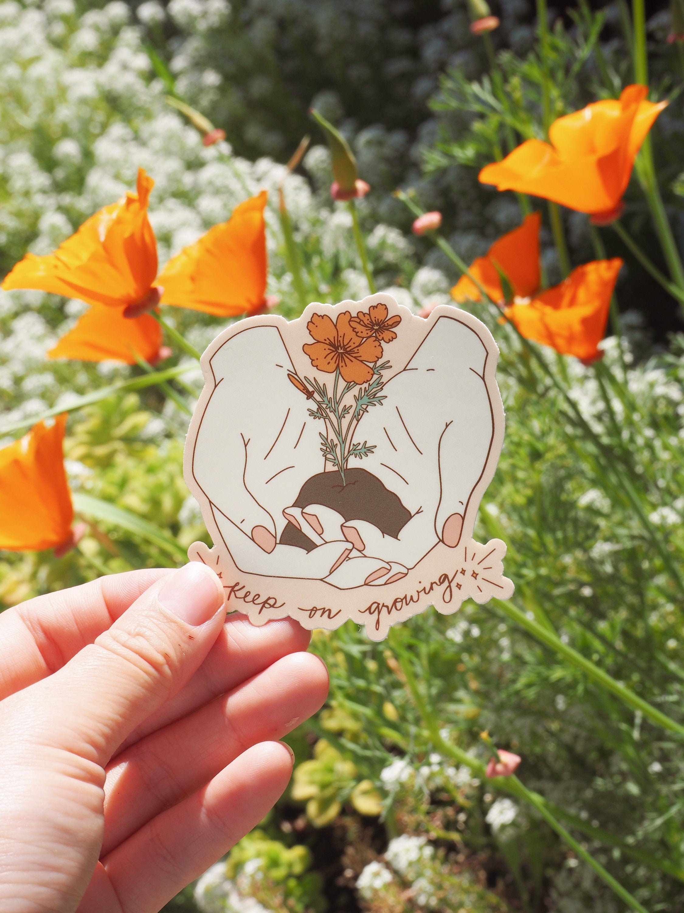 Keep on Growing Poppy Vinyl Sticker