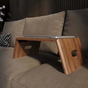 Soporte para computadora portátil, bandeja plegable para cama, madera real, escritorio portátil plegable para regazo, bandeja para servir desayuno, soporte multifuncional, regalo para trabajar desde casa
