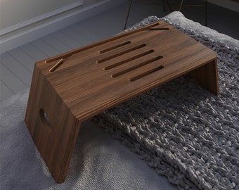 Soporte plegable de madera para computadora portátil, escritorio de regazo portátil, bandeja de cama para computadora portátil, bandeja para servir desayuno, soporte multifuncional, regalo de trabajo desde casa para él