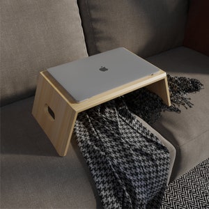 Soporte de madera plegable para computadora portátil, escritorio portátil, bandeja para cama para computadora portátil, bandeja para servir desayuno, soporte multifuncional, regalo para trabajar desde casa para él