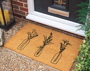 Flowers Doormat | Housewarming Gift | Personalized Gift | Welcome Door Mat | New Home Gift | Wedding Gift | Personalized Custom Doormat