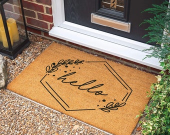 Hello Doormat | Housewarming Gift | New Home Gift | Wedding Gift | Personalized Gift | Personalized Custom Doormat | Welcome Mat