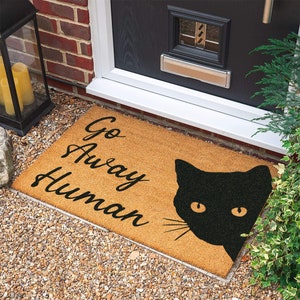 Go Away Human Cat Door Mat | Housewarming Gift | Wedding Gift | Personalized Doormat | Personalized Gift | New Home Gift | Welcome Door Mat
