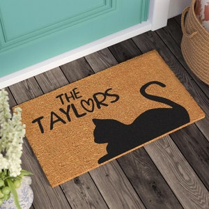 Cat Doormat: Personalized Family Name, Coconut Fiber Mat