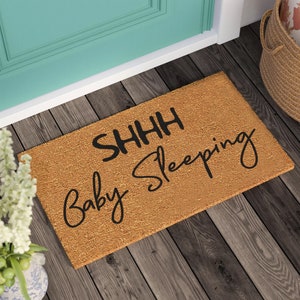Baby Sleeping Doormat | Housewarming Gift | Wedding Gift | Personalized Custom Doormat | New Home Gift | Welcome Door Mat |Personalized Gift