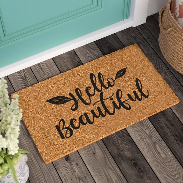 Hello Beautiful Door Mat Etsy