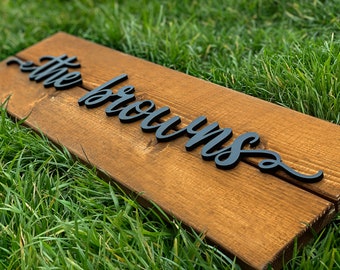 Personalized 3D Wood Family Name Sign: Laser Cut Home Decor