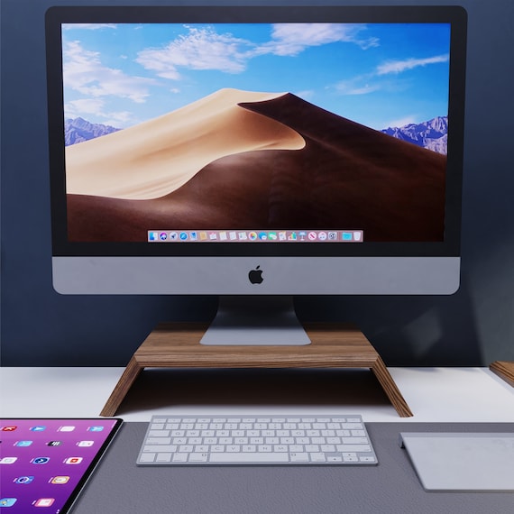 Wood Monitor Stand Riser For Imac Tv Computer Holder Etsy