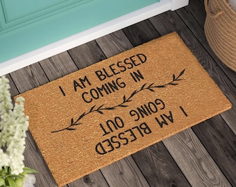 Felpuerta I Am Blessed / Regalo de bienvenida / Alfombra de bienvenida / Regalo para el nuevo hogar / Felpudo personalizado personalizado / Regalo de boda / Regalo personalizado