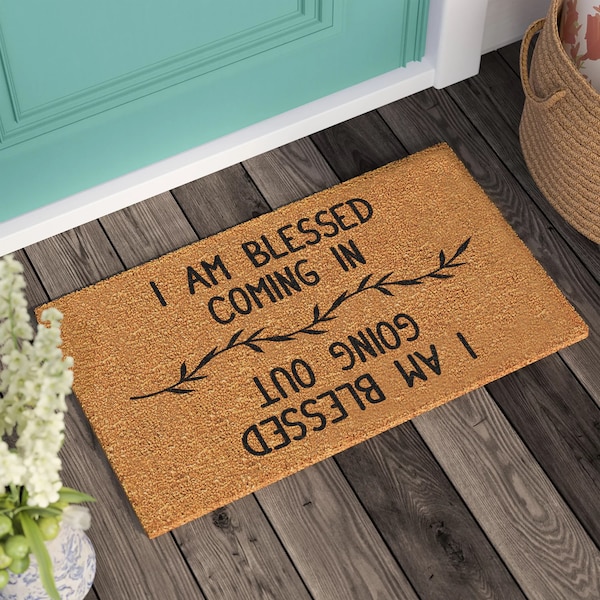 I Am Blessed Doormat | Housewarming Gift | Welcome Door Mat | New Home Gift | Personalized Custom Doormat | Wedding Gift | Personalized Gift
