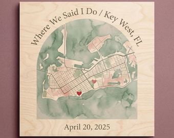 Personalized Where We Met Map Sign, Custom Couple Location Plaque, Wedding Gift