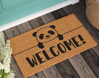 Panda Welcome Doormat: Personalized Coconut Fiber Mat