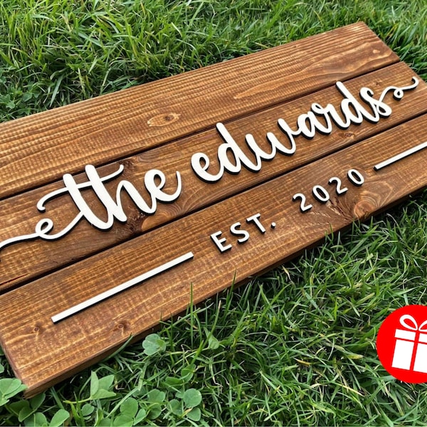 Familiennamensschild | Individuelles Holzschild | Personalisiertes Barschild | Nachname Palettenschild | Hochzeitsgeschenk | Wohnwanddekoration | Jubiläumsgeschenk