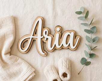 Personalized Wood Name Sign, Custom 3D Cutout for Nursery or Kids Room