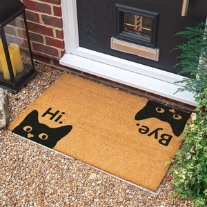 Hi Bye Cat Doormat Housewarming Gift Welcome Door Mat Personalized