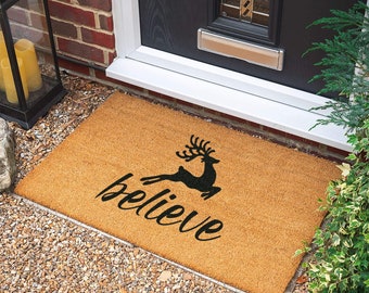 Believe Fußmatte | Weihnachtsgeschenk | Einweihungsgeschenk | Willkommen Türmatte | Personalisierte Fußmatte | Neues Zuhause Geschenk | Personalisiertes Geschenk