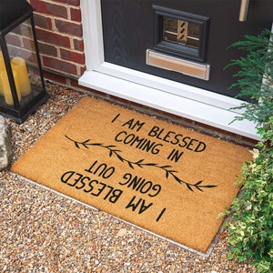I am Blessed Doormat | Housewarming Gift | Welcome Door Mat | New Home Gift | Personalized Custom Doormat | Wedding Gift | Personalized Gift