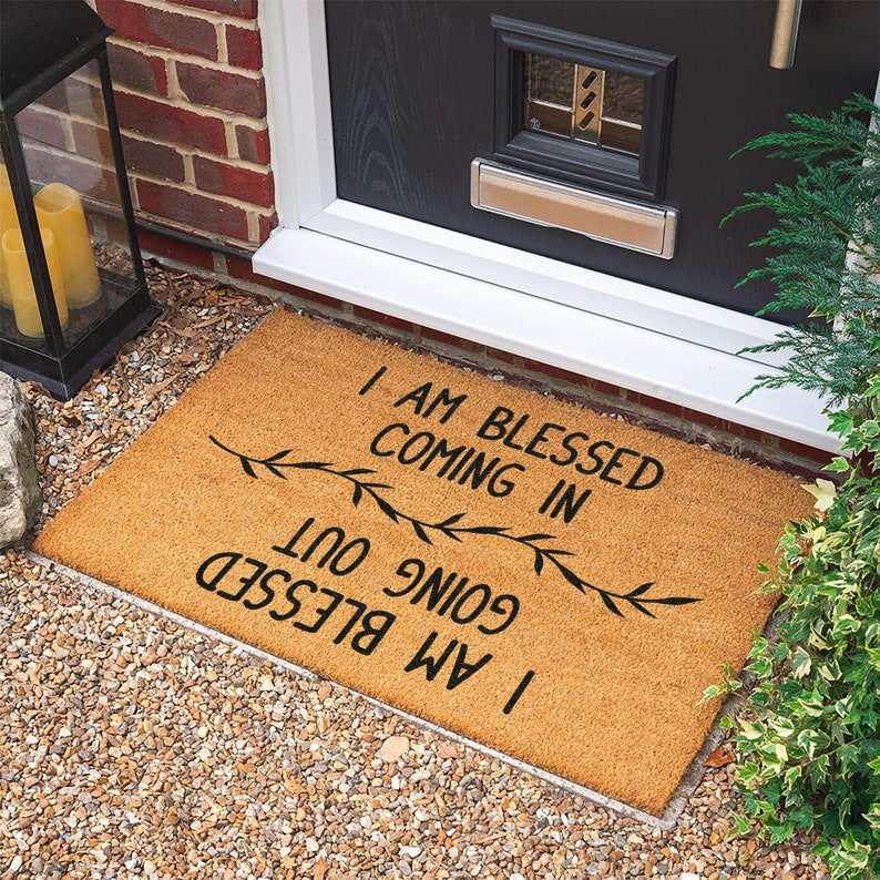 I am Blessed Doormat | Housewarming Gift | Welcome Door Mat | New Home Gift | Personalized Custom Doormat | Wedding Gift | Personalized Gift