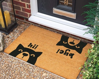 Hi Bye Dog Doormat: Personalized Coconut Welcome Mat