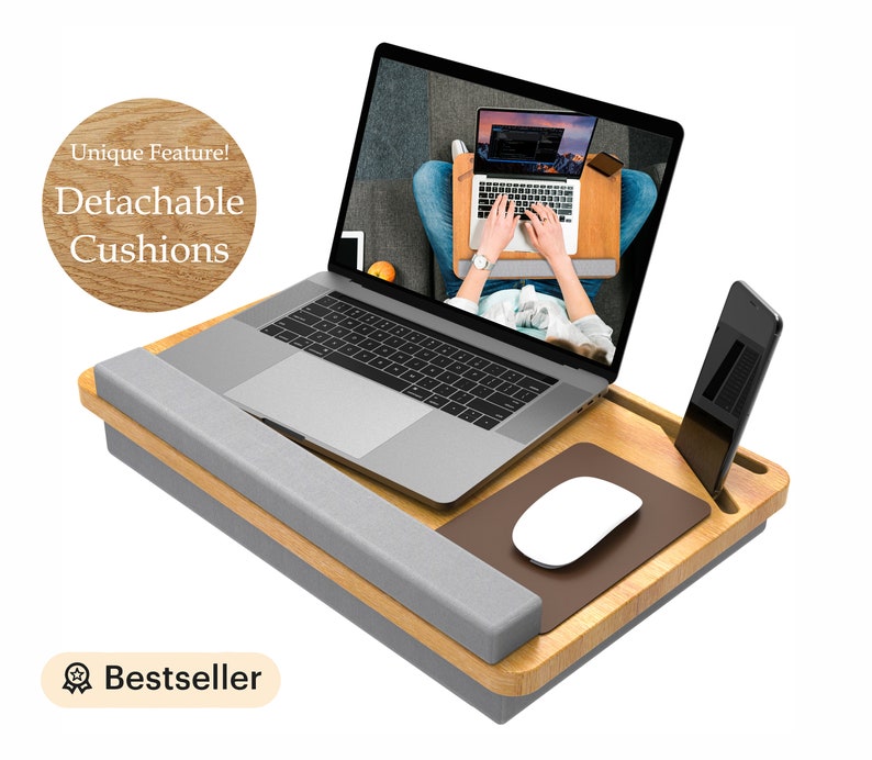 Personalized Lap Desk REAL Wood with Cushion Gift Laptop Stand Etsy