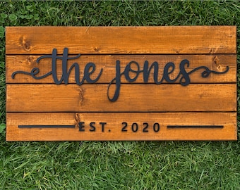 Custom Wood Sign | Personalized Family Name Sign | Last Name Pallet Sign | Wedding Gift | Home Wall Decor | Anniversary Gift