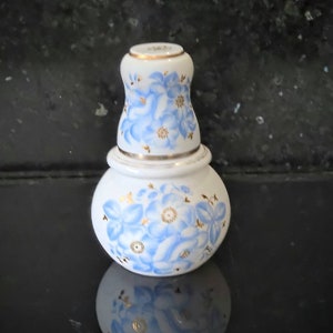 Antique opaline Bonne Nuit set. Bedside bottle and cup.
