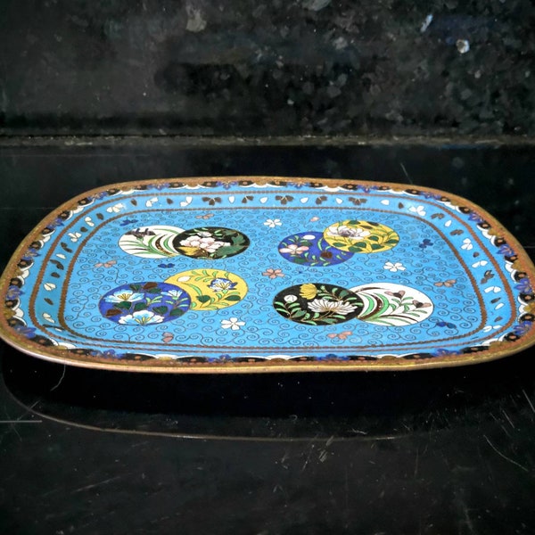 Japanese cloisonne enamel serving tray.