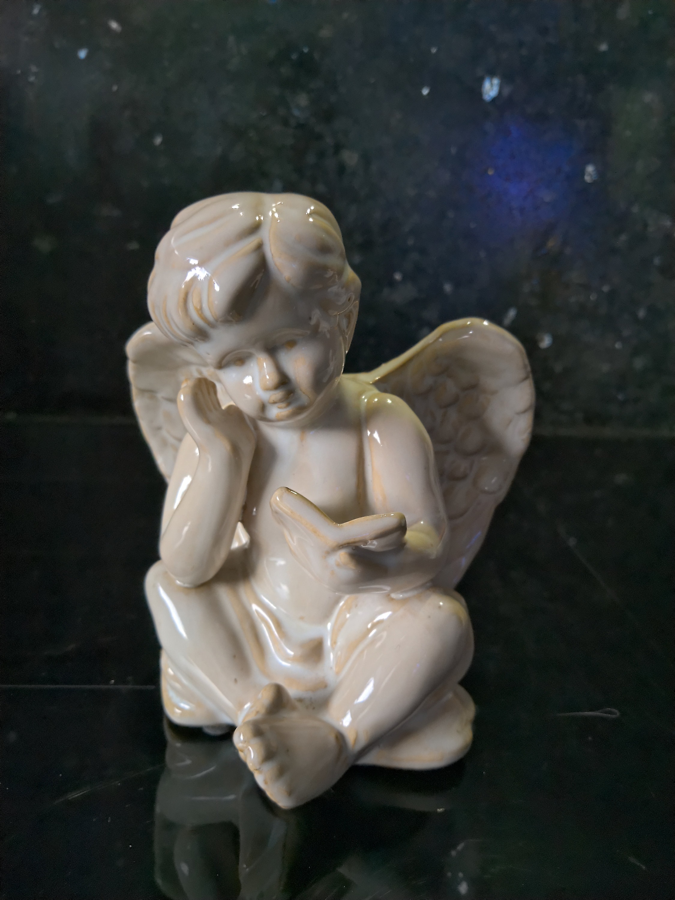 大理石　天使　2個セット Set of Two Glazed Earthenware Angel Figurines. - Etsy