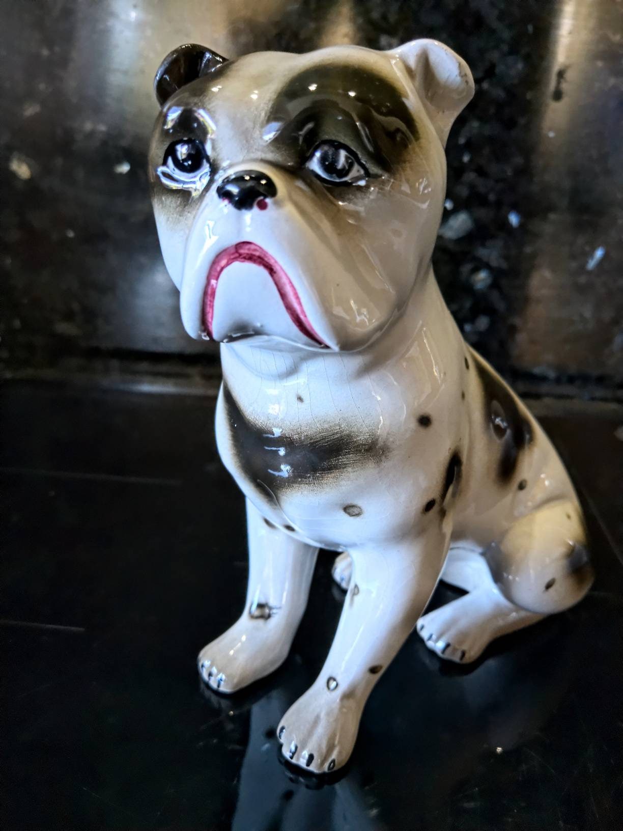 Pelagiia i belyi buldog. Pelagiia … Vintage Bulldog Porcelain Figurine. White Black. Made in Italy by