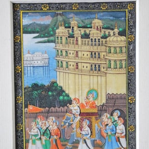 Rajasthani Miniaturmalerei einer Prozession.