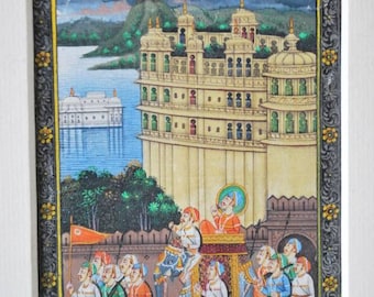 Peinture miniature Rajasthani d’une procession.