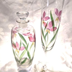 Vintage handmade Parad glass decanter/carafe and glass. Hungary
