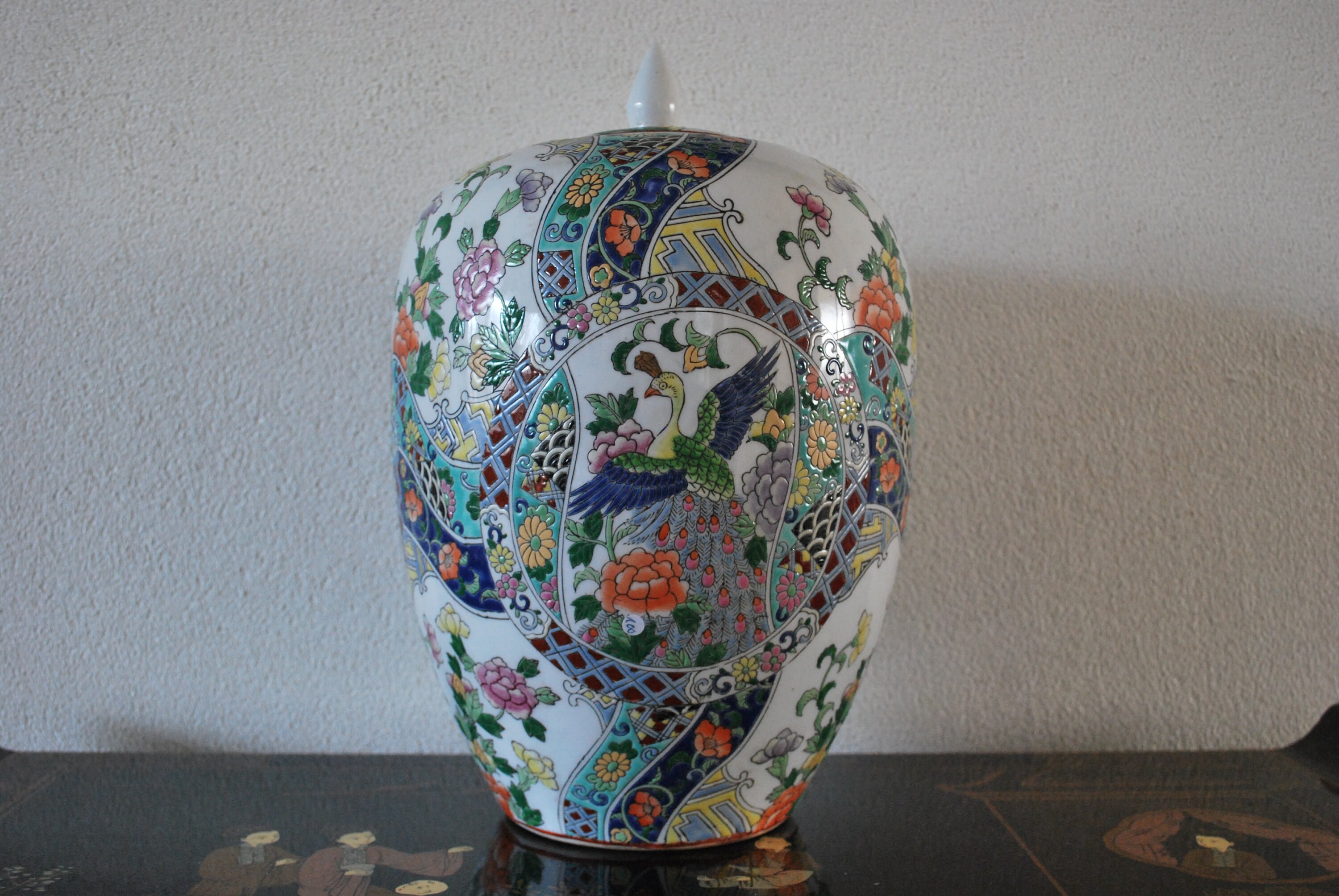 Large Chinese Ginger Jar With Lid Elaborately Decorated Etsy