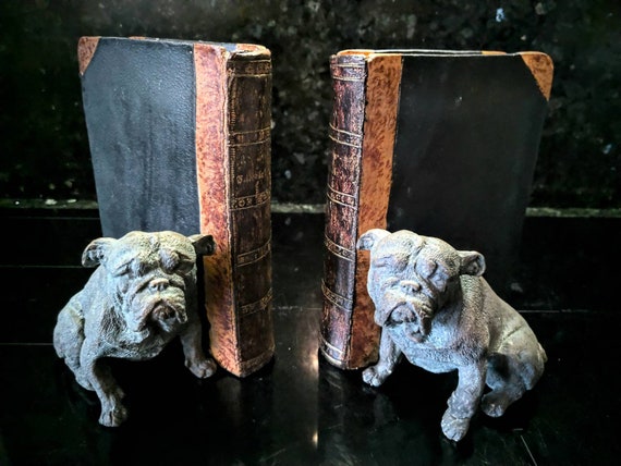 Vintage Bulldog Bookends, Book Holders. Polystone. - Etsy